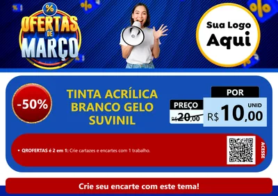 Modelo de Cartaz para Cartaz A4 Horizontal com o tema Ofertas de Março para Tintas e Ferramentas