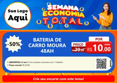 Modelo de Cartaz para Cartaz A4 Horizontal com o tema Semana Economia Total para Baterias Elétricas