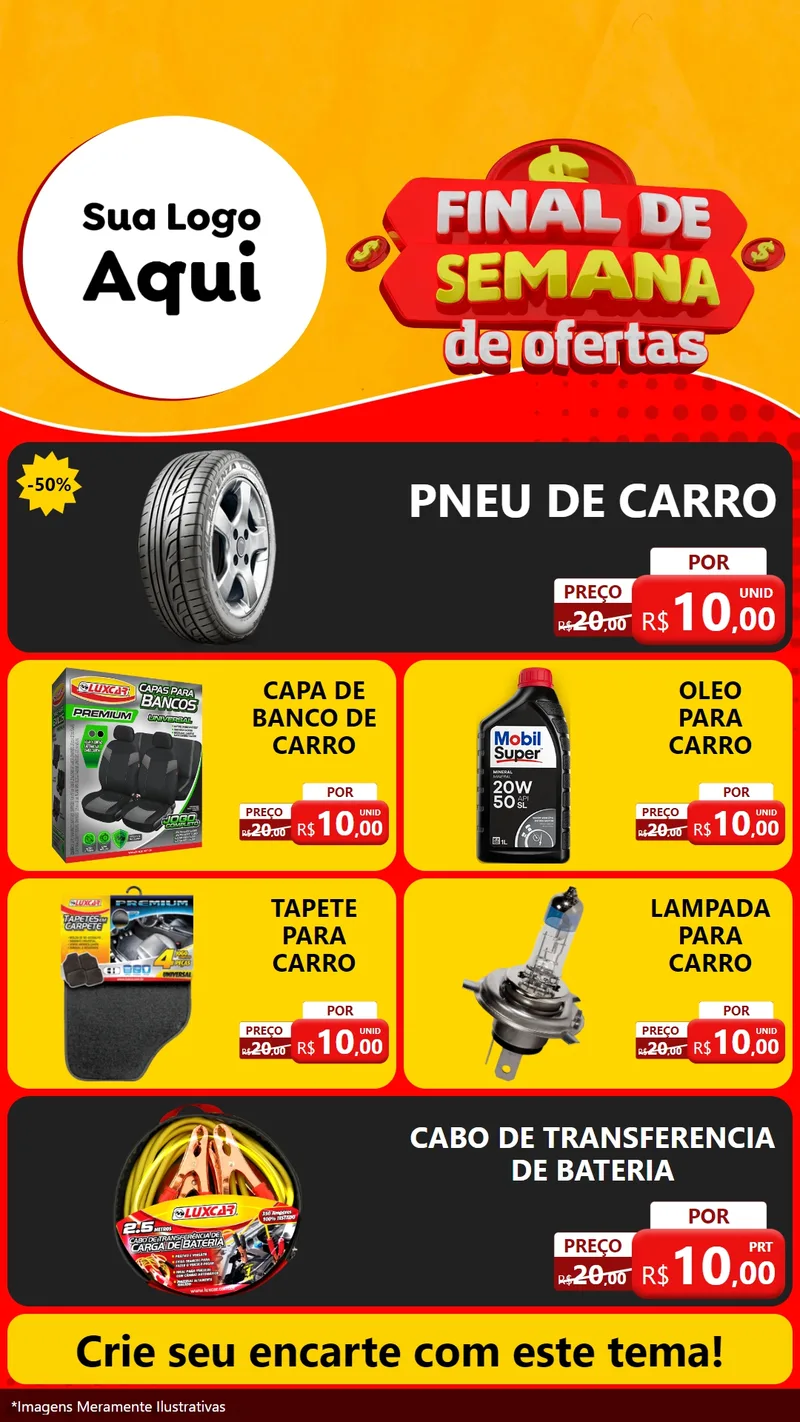 Modelo de TV para TV Vertical com o tema Final de Semana de Ofertas para Auto peças