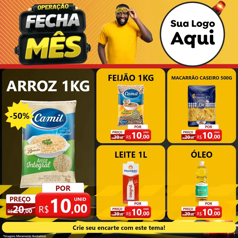 Modelo de Rede Social para Feed Facebook com o tema Operação Fecha Mês para Supermercado