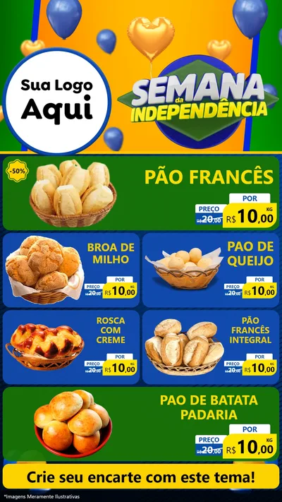 Modelo de TV para TV Vertical com o tema Semana da Independência para Padaria