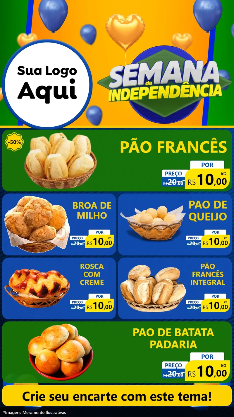 Modelo de TV para TV Vertical com o tema Semana da Independência para Padaria