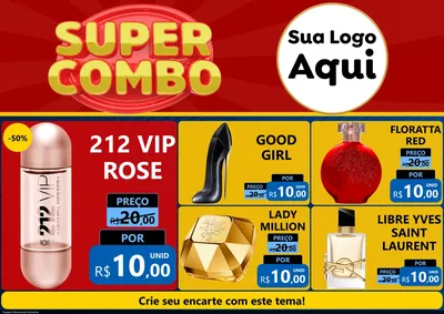 Modelo de Encarte para Encarte A4 Horizontal com o tema Super Combo para Perfumes