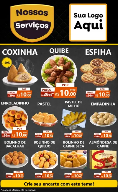 Modelo de Encarte para Encarte Grande com o tema Nossos Serviços para Salgadaria