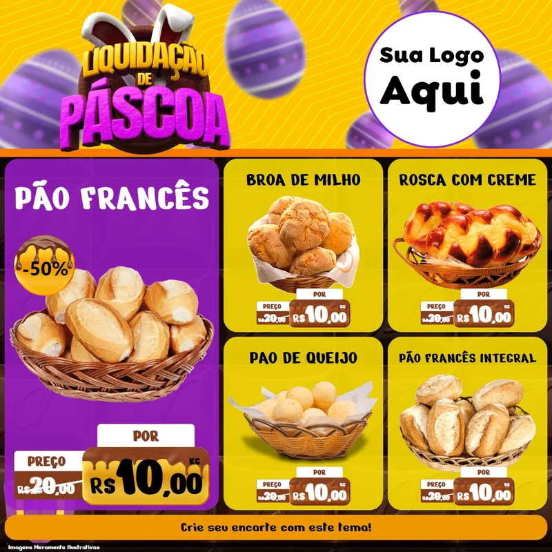 Modelo de Rede Social para Feed Facebook com o tema Liquidação de Páscoa para Padaria