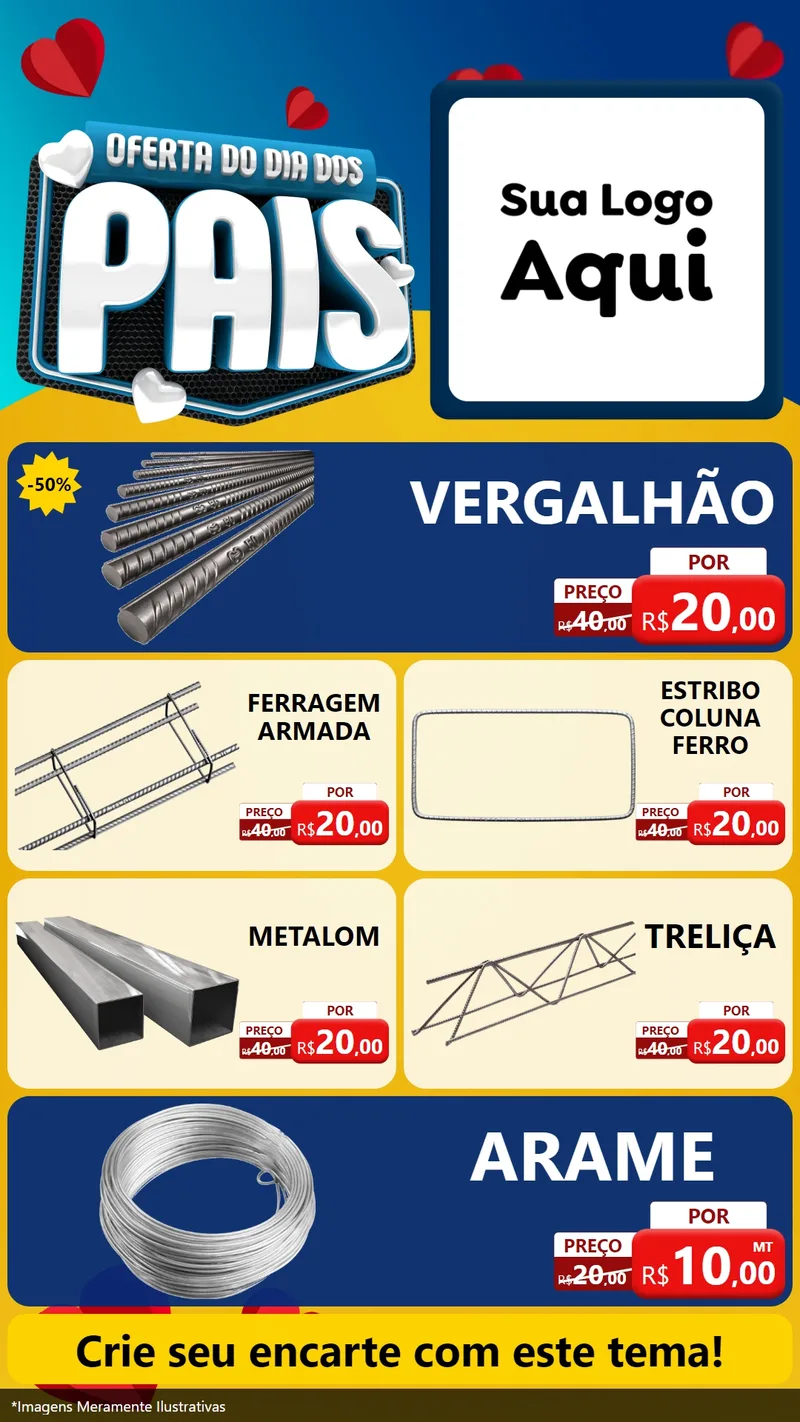 Modelo de TV para TV Vertical com o tema Oferta Do Dia Dos Pais para Ferragens