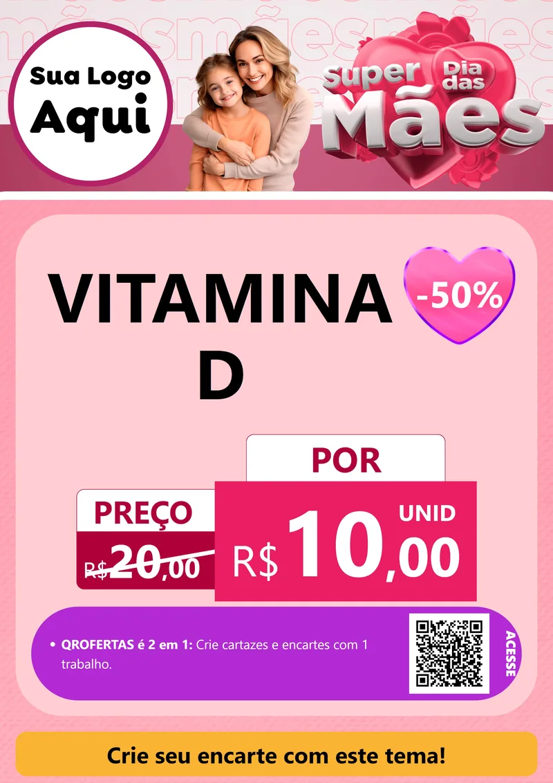 Modelo de Cartaz para Cartaz A4 Vertical com o tema Super Dia Das Mães para Farmácia