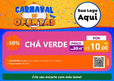 Modelo de Cartaz para Cartaz A4 Horizontal com o tema Carnaval de Ofertas para Produtos Naturais