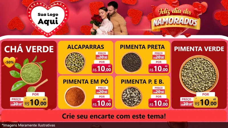 Modelo de TV para TV Horizontal com o tema Feliz Dia Dos Namorados para Produtos Naturais