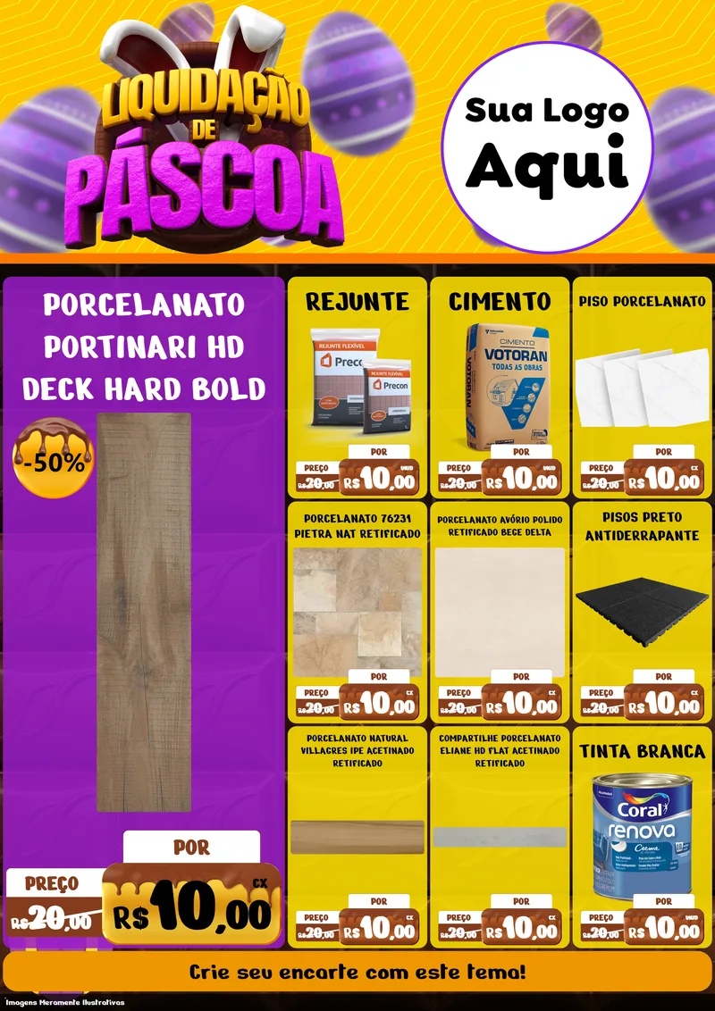 Modelo de Encarte para Encarte A4 Vertical com o tema Liquidação de Páscoa para Pisos e revestimentos