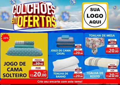 Modelo de Encarte para Encarte A4 Horizontal com o tema Colchões Em Ofertas para Cama, Mesa e Banho