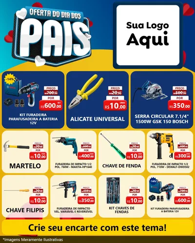 Modelo de Rede Social para Feed Instagram com o tema Oferta Do Dia Dos Pais para Maquinas e Ferramentas