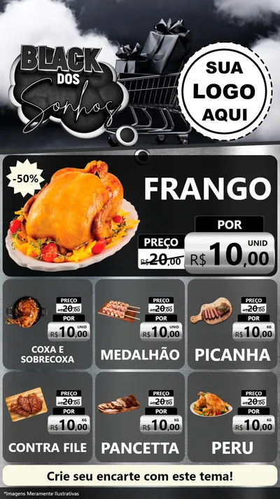 Modelo de Rede Social para Stories com o tema Black dos Sonhos para Assados