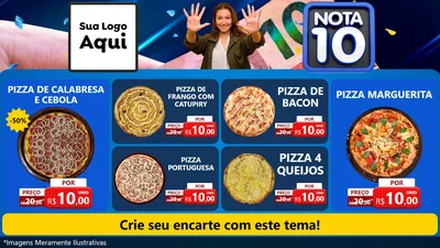 Modelo de TV para TV Horizontal com o tema Nota 10 para Pizzaria