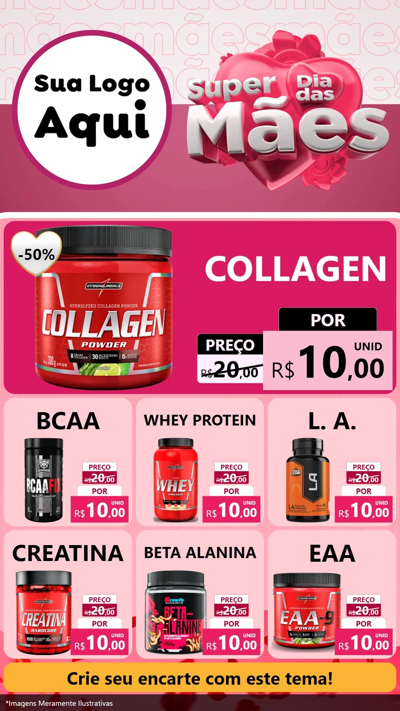Modelo de Rede Social para Stories com o tema Super Dia Das Mães para Suplementos alimentares