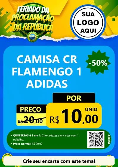 Modelo de Cartaz para Cartaz A4 Vertical com o tema Feriado da Proclamação da República para Roupas e acessórios