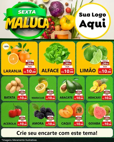 Modelo de Rede Social para Feed Instagram com o tema Sexta Maluca - Hortifrúti para Hortifrúti