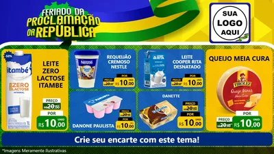 Modelo de TV para TV Horizontal com o tema Feriado da Proclamação da República para Frios e Laticínios