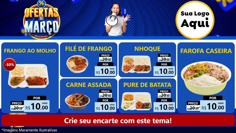 Modelo de TV para TV Horizontal com o tema Ofertas de Março para Restaurante