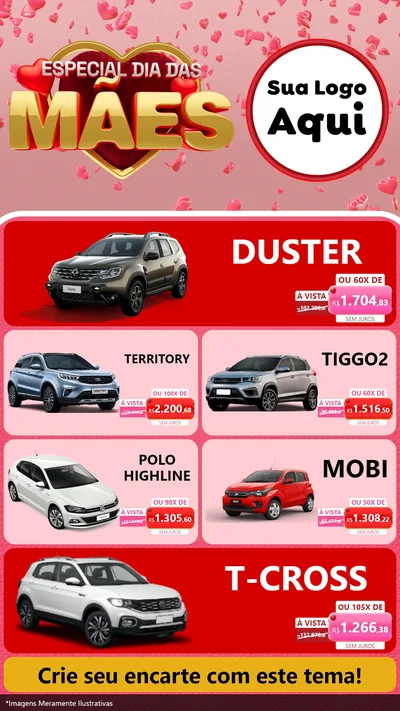 Modelo de TV para TV Vertical com o tema Especial Dia Das Mães para Concessionaria de Carros