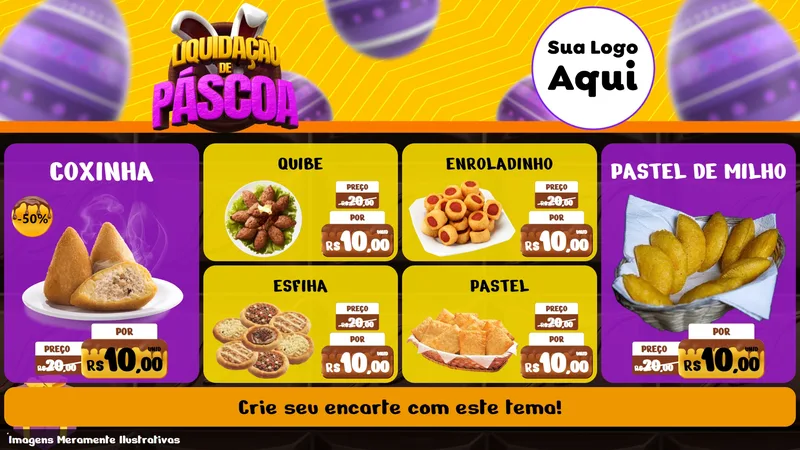 Modelo de TV para TV Horizontal com o tema Liquidação de Páscoa para Salgadaria