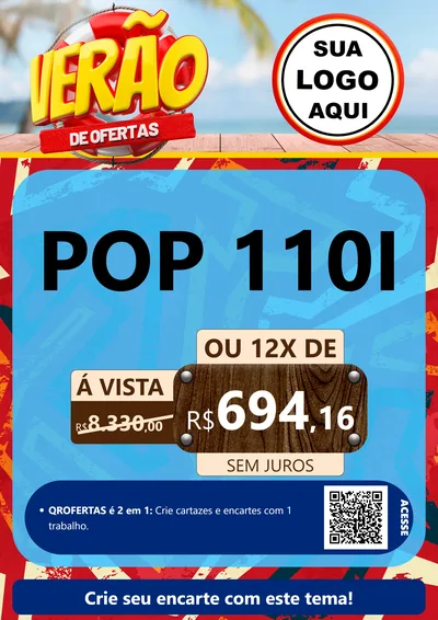 Modelo de Cartaz para Cartaz A4 Vertical com o tema Verão de Ofertas para Concessionaria de Motos