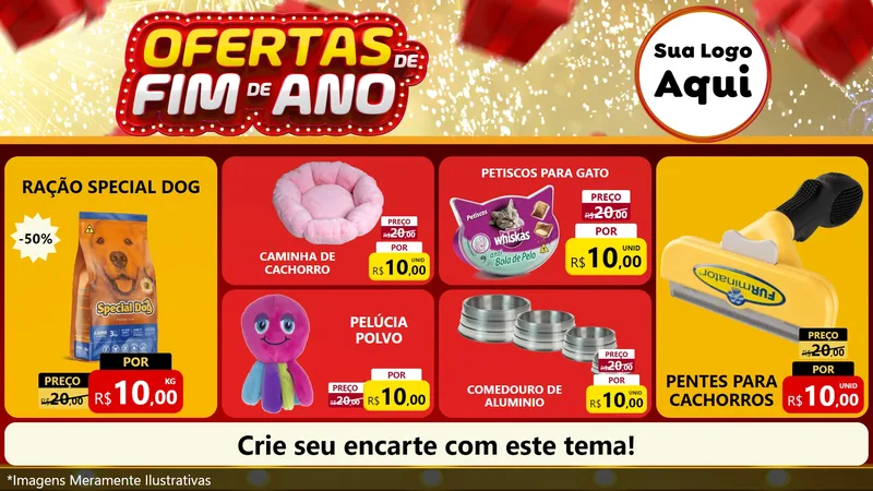 Modelo de TV para TV Horizontal com o tema Ofertas de Fim de Ano para Pet Shop