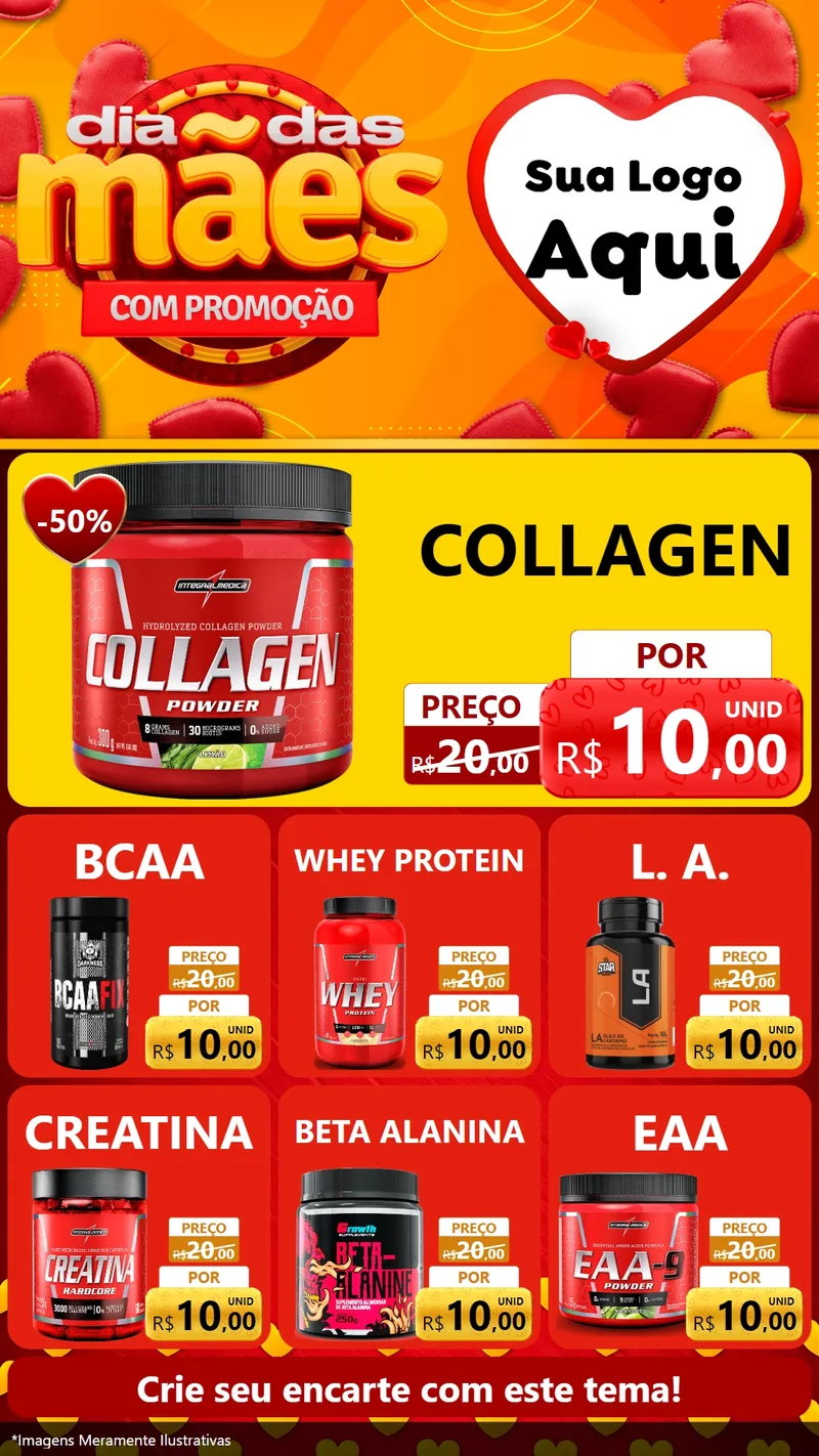 Modelo de Rede Social para Stories com o tema Dia das Mães com Promoção para Suplementos alimentares