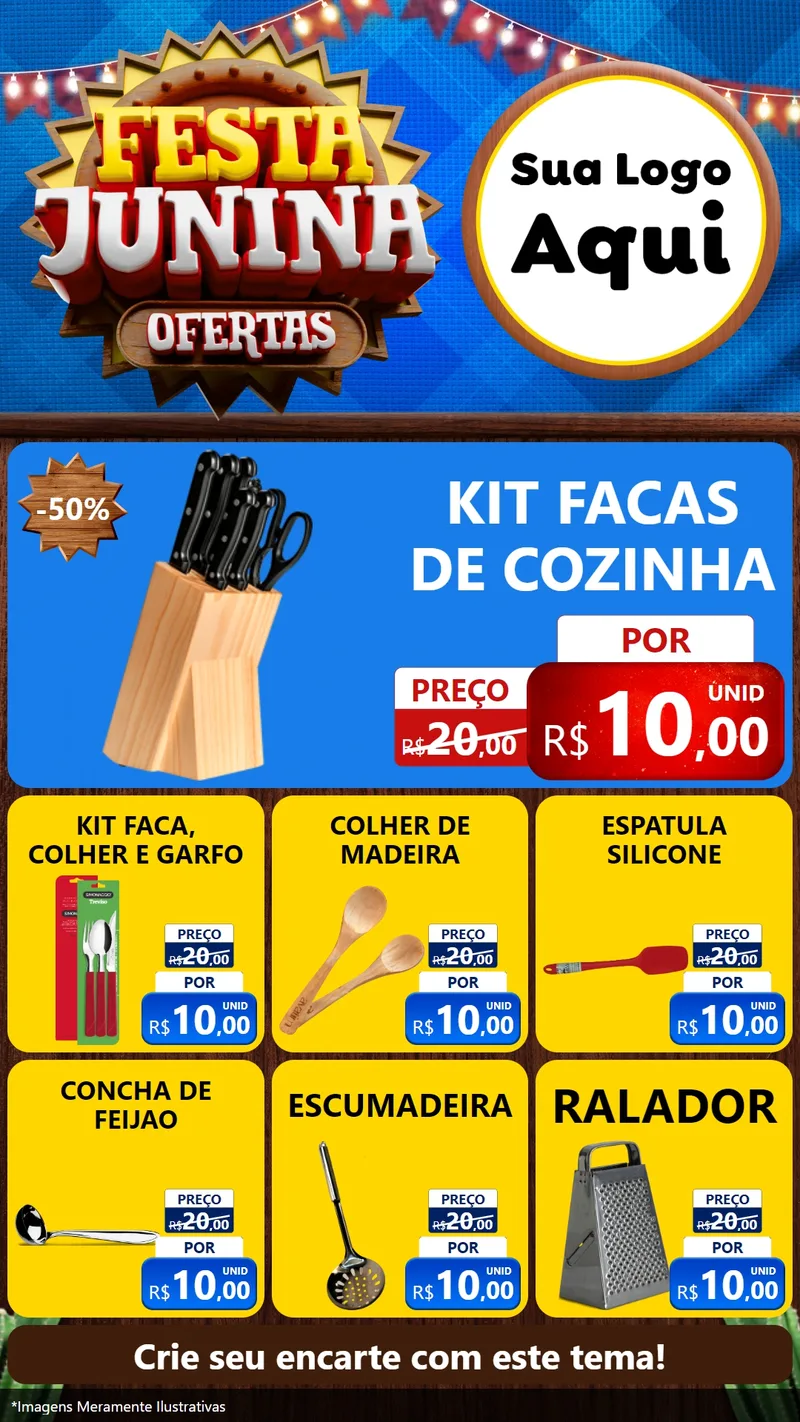 Modelo de Rede Social para Stories com o tema Festa Junina Ofertas para Utilidades Domésticas
