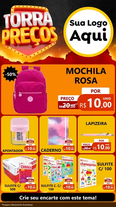 Modelo de Rede Social para Stories com o tema Torra Preços para Papelaria