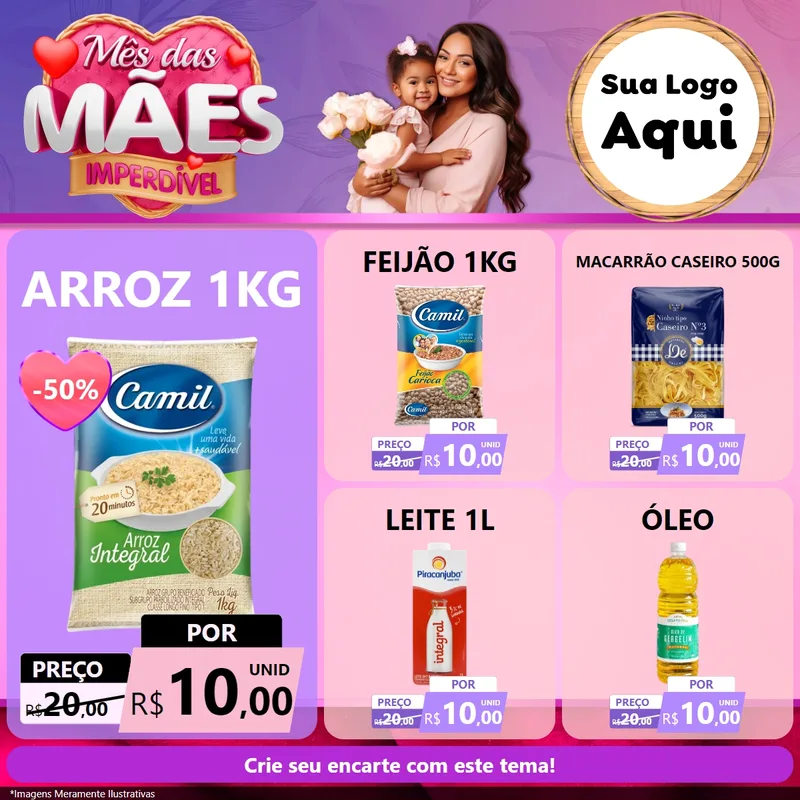 Modelo de Rede Social para Feed Facebook com o tema Mês das Mães Imperdível para Supermercado
