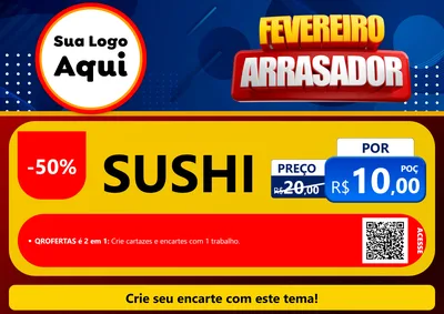 Modelo de Cartaz para Cartaz A4 Horizontal com o tema Fevereiro Arrasador para Comida japonesa