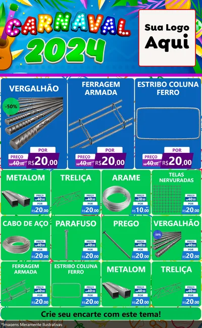 Modelo de Encarte para Encarte Grande com o tema Carnaval 2027 para Ferragens