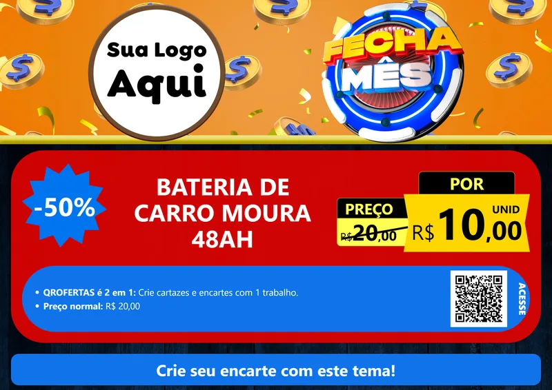 Modelo de Cartaz para Cartaz A4 Horizontal com o tema Fecha Mês para Baterias Elétricas