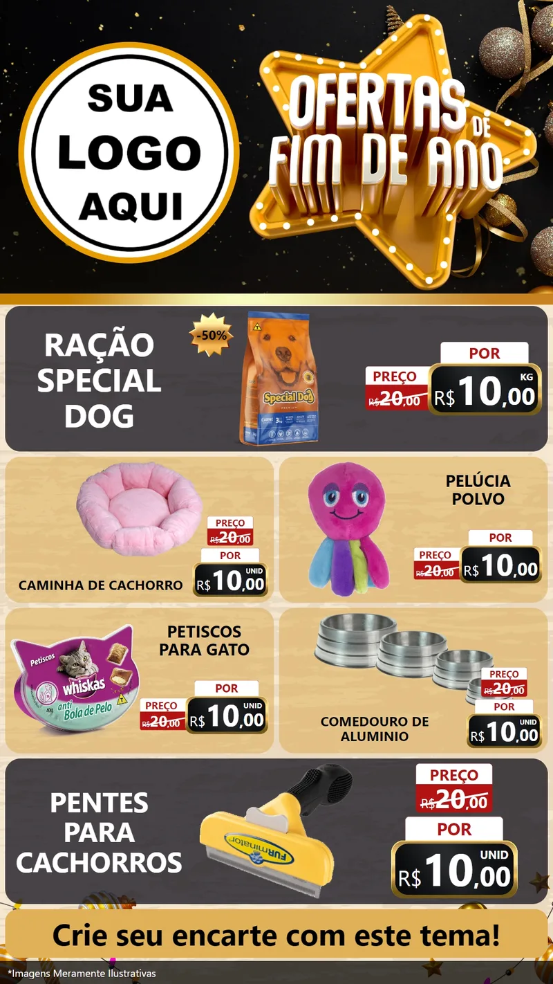 Modelo de TV para TV Vertical com o tema Ofertas de Fim de Ano para Pet Shop