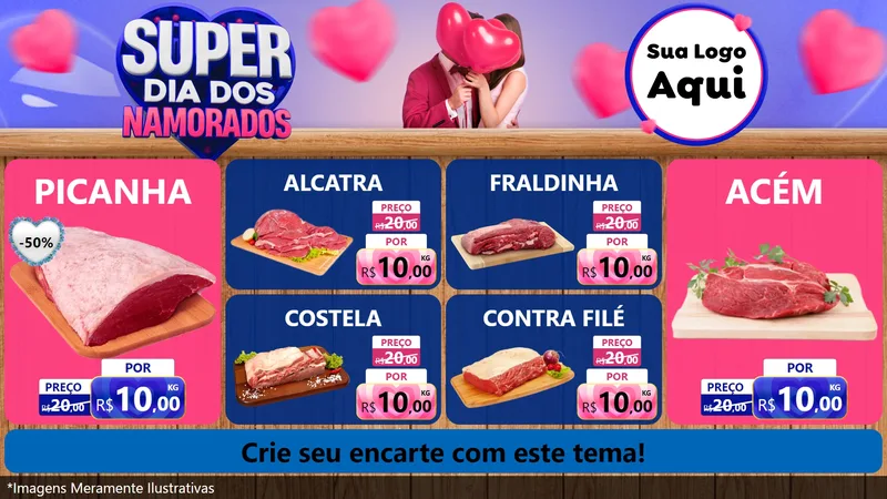 Modelo de TV para TV Horizontal com o tema Super Dia dos Namorados para Açougue