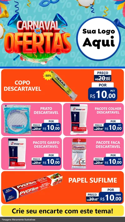 Modelo de TV para TV Vertical com o tema Carnaval de Ofertas para Embalagens