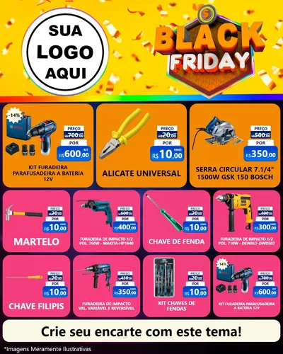 Modelo de Rede Social para Feed Instagram com o tema Black Friday para Maquinas e Ferramentas