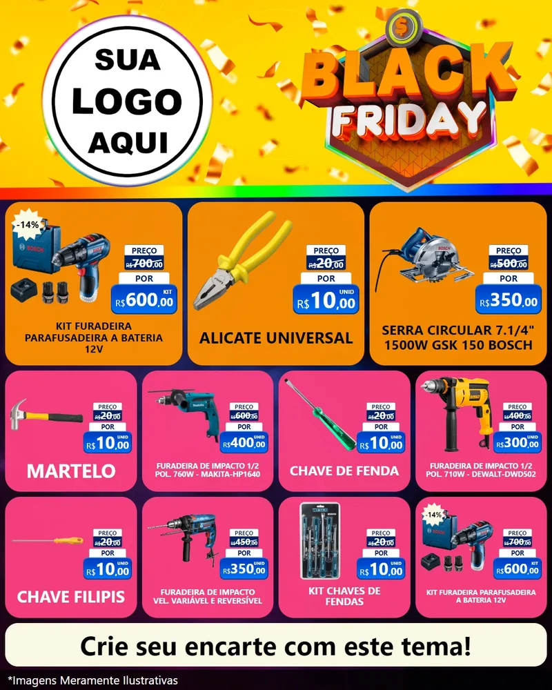 Modelo de Rede Social para Feed Instagram com o tema Black Friday para Maquinas e Ferramentas