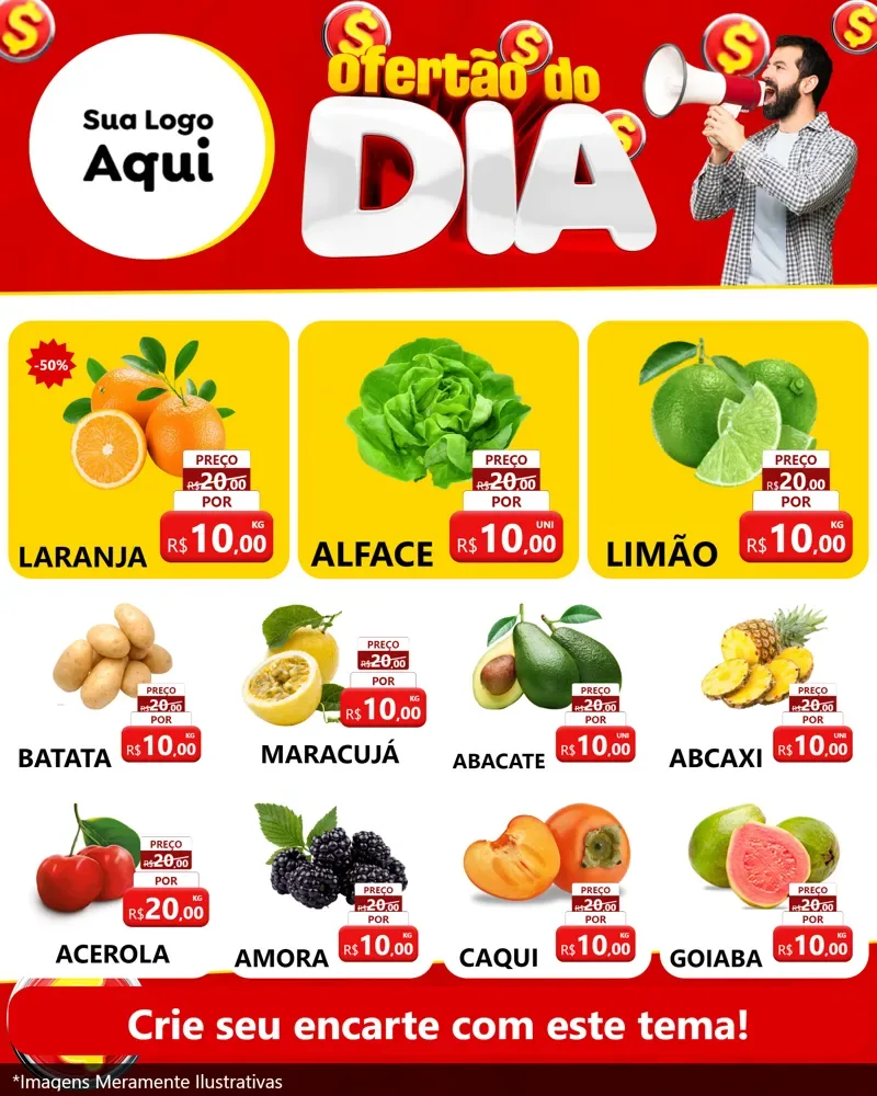 Modelo de Rede Social para Feed Instagram com o tema Ofertão do dia para Hortifrúti