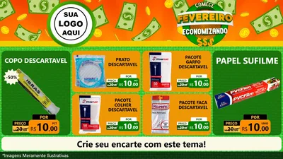 Modelo de TV para TV Horizontal com o tema Comece Fevereiro Economizando para Embalagens