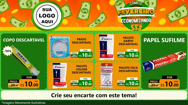 Modelo de TV para TV Horizontal com o tema Comece Fevereiro Economizando para Embalagens