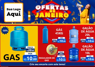 Modelo de Encarte para Encarte A4 Horizontal com o tema Ofertas de Janeiro para Água e gás