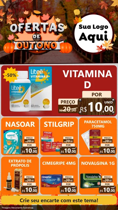 Modelo de Rede Social para Stories com o tema Ofertas de Outono para Farmácia