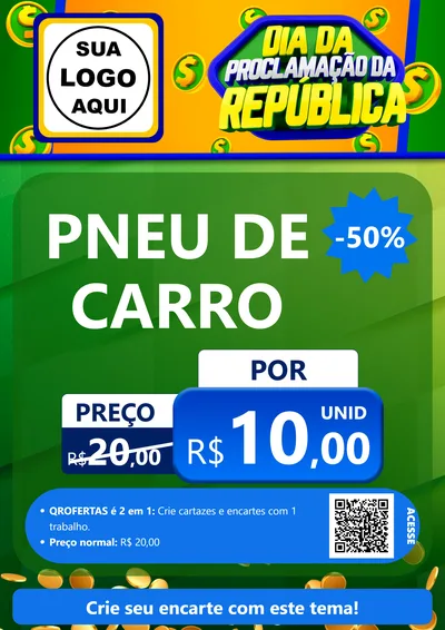 Modelo de Cartaz para Cartaz A4 Vertical com o tema Dia Da Proclamação da República para Auto peças