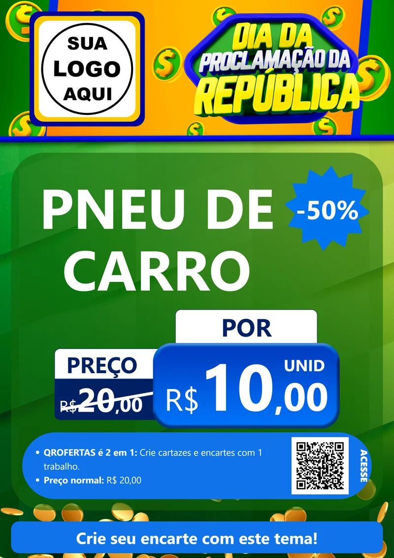Modelo de Cartaz para Cartaz A4 Vertical com o tema Dia Da Proclamação da República para Auto peças