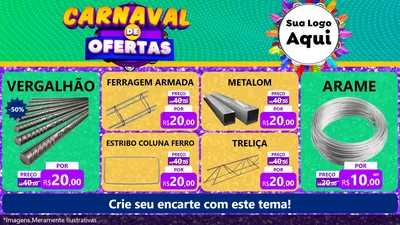 Modelo de TV para TV Horizontal com o tema Carnaval de Ofertas para Ferragens