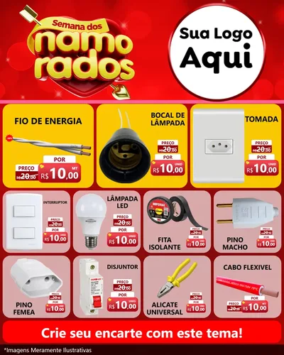 Modelo de Rede Social para Feed Instagram com o tema Semana dos namorados para Materiais Elétricos
