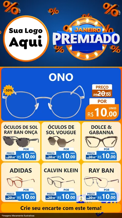 Modelo de Rede Social para Stories com o tema Janeiro Premiado para Óticas