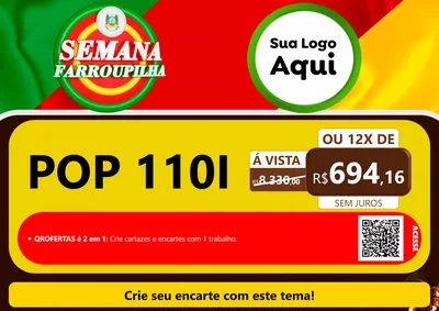 Modelo de Cartaz para Cartaz A4 Horizontal com o tema Semana Farroupilha para Concessionaria de Motos
